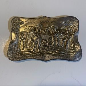 Casper, Wyoming vintage Tin plated ashtray GUC, detailed, made in occupied Japan